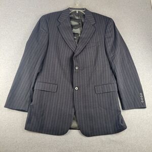 Tommy Hilfiger Blazer Jacket 40R Dark Gray Striped 100% Wool 2 Buttons Career‎